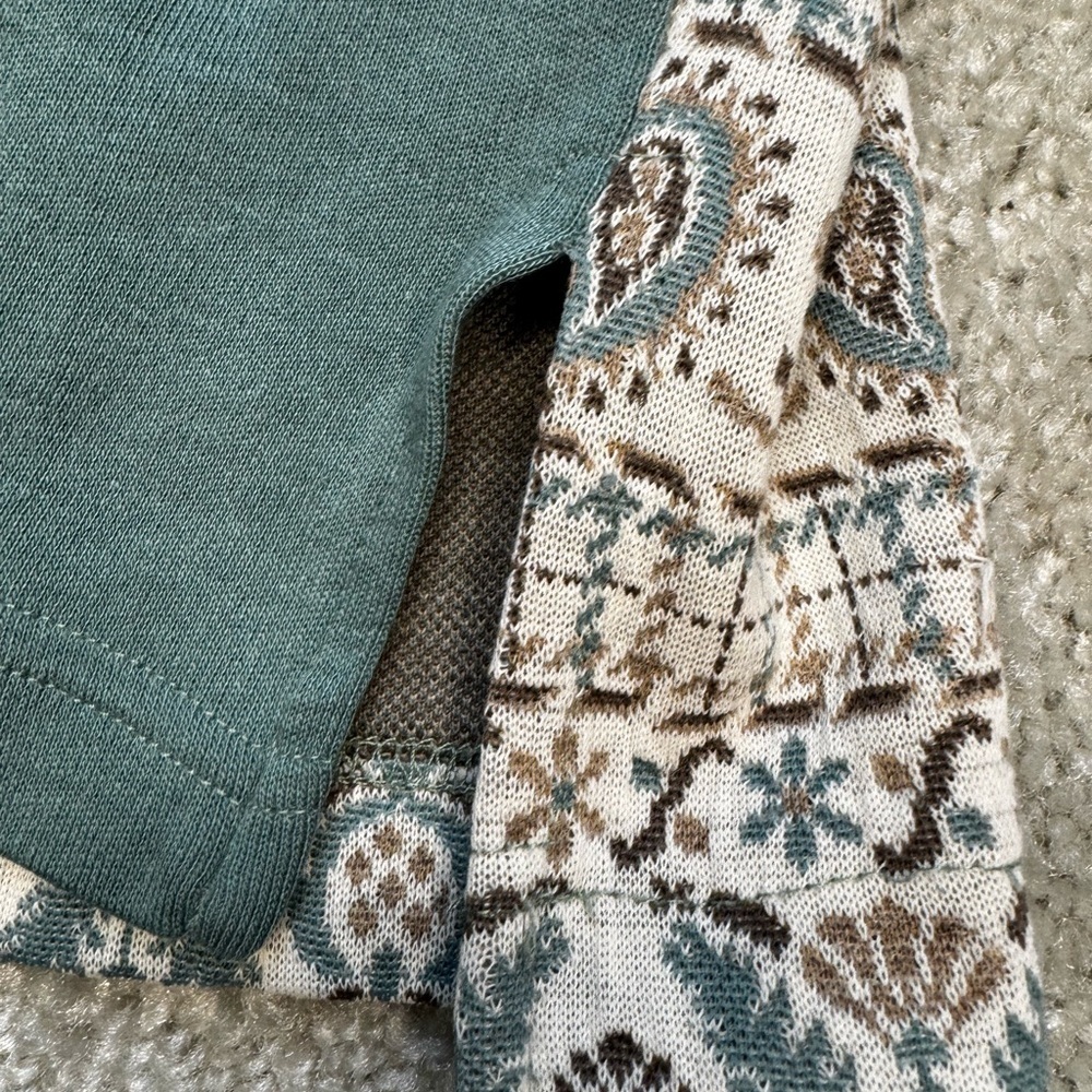 Vintage/Cottage Core. Cream/Sage Patterned Sweater with Button Detail - Picture 7 of 7